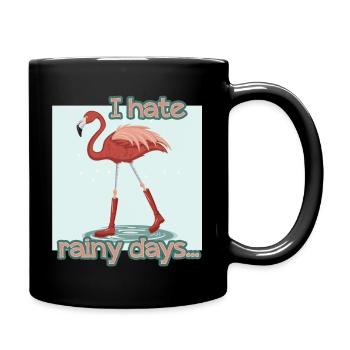 FLAMANT ROSE- PLUIE- RÉTRO - Mug uni - noir - Droite