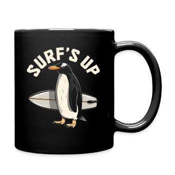 Pinguin Surfen Vintage Surfer Geschenk - Tasse einfarbig - Schwarz - Rechts