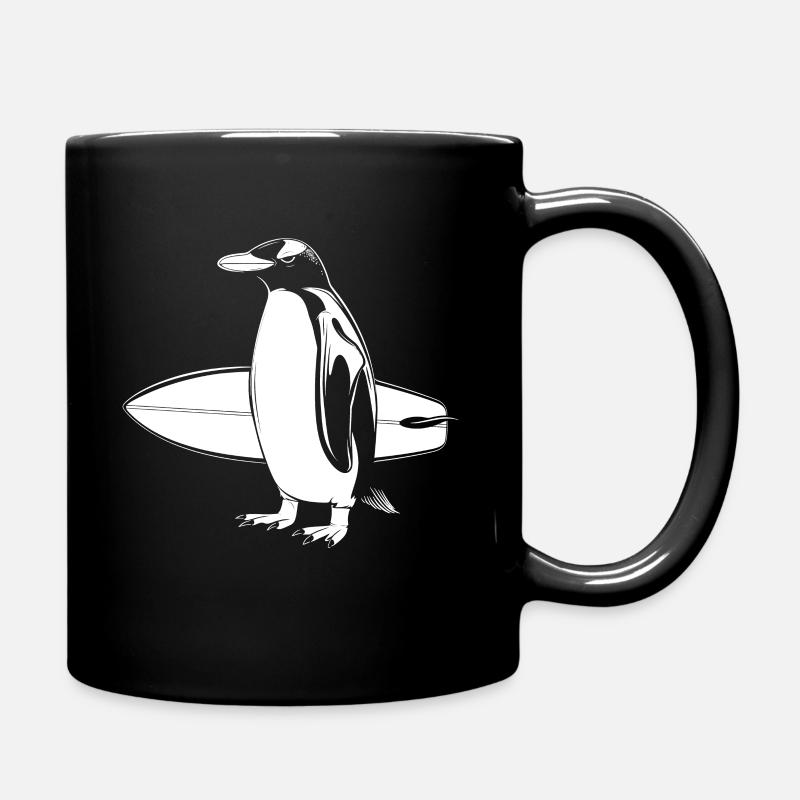 Pinguin Surfen Surfer Lustig Geschenk - Tasse einfarbig - Schwarz