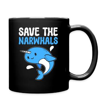 Save The Narwhals Meeresbiologe - Tasse einfarbig - Schwarz - Rechts