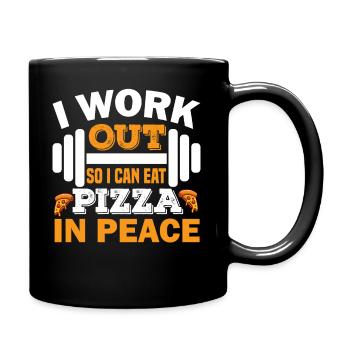 Je m’entraîne pour pouvoir manger de la pizza en paix. - Mug uni - noir - Droite