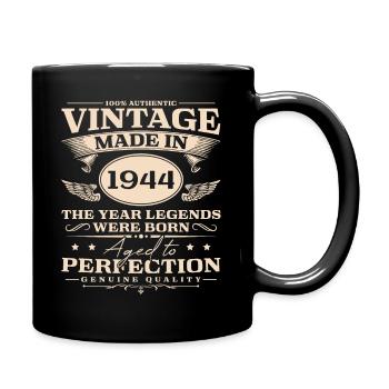 Vintage 1944 Jahrgang 80. Geburtstag - Tasse einfarbig - Schwarz - Rechts