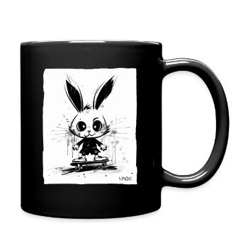 Skater-Hase: Skateboard fahren - Tasse einfarbig - Schwarz - Rechts