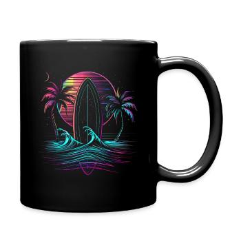 Surfing Retro Vintage Surfer Gift - Full Colour Mug - black - Right