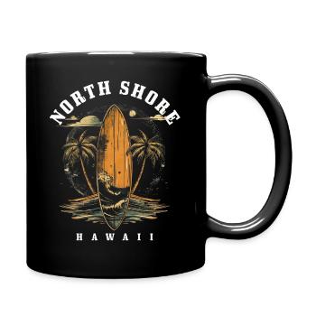 North Shore Hawaii Surfen Vintage Surfer - Tasse einfarbig - Schwarz - Rechts