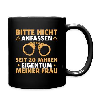 Porzellanhochzeit Mann 20. Hochzeitstag Geschenk - Tasse einfarbig - Schwarz - Rechts