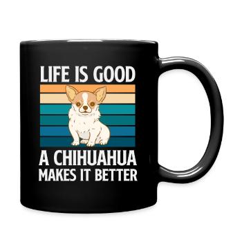 La vie est belle. Un chihuahua le fait mieux. - Mug uni - noir - Droite