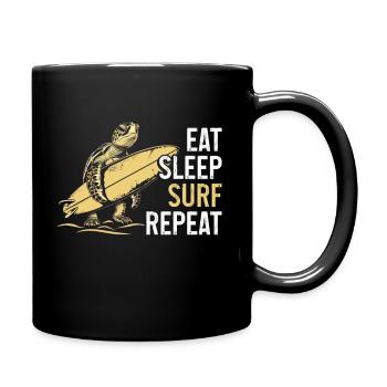 Schildkröte Surfen Surfer Geschenk - Tasse einfarbig - Schwarz - Rechts