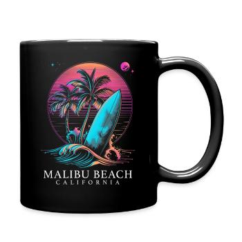 Malibu Beach California Surfen Surfer - Tasse einfarbig - Schwarz - Rechts
