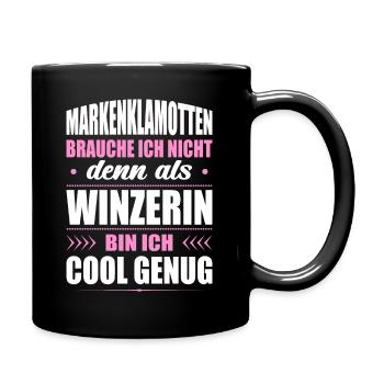 Markenklamotten Brauche Ich Nicht Winzerin - Tasse einfarbig - Schwarz - Rechts