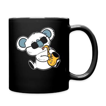 Koala spielt Saxophon Bandmitglied - Tasse einfarbig - Schwarz - Rechts