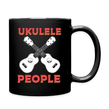 Lustiger Ukelele-Spieler Gitarrenbauer - Tasse einfarbig - Schwarz - Rechts