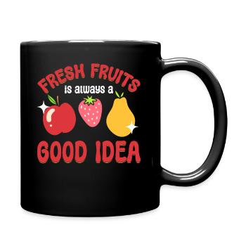 Obstliebhaber Obst - Tasse einfarbig - Schwarz - Rechts