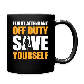 Lustiger Flugbegleiter außerhalb des Dienstes - Tasse einfarbig - Schwarz - Rechts