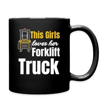 This Girl Loves Her Forklift Construction Excavator - Full Colour Mug - black - Right