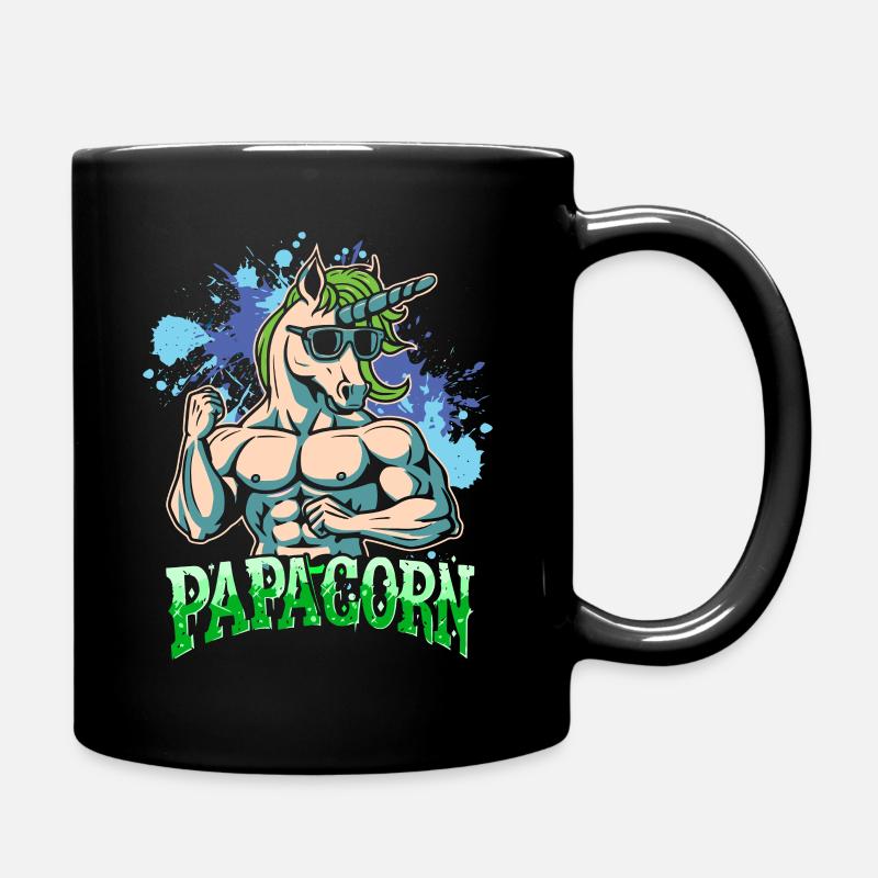 Papacorn Einhorn werdender Papa Vatertagsgeschenk - Tasse einfarbig - Schwarz