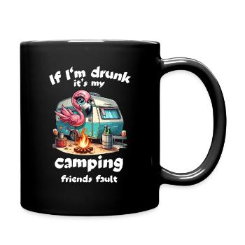 Camping Flamingo Drinking Caravan Funny Party Fun - Full Colour Mug - black - Right