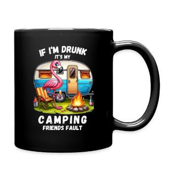 Camping Flamingo Freunde Party Campingplatz Lustig - Tasse einfarbig - Schwarz - Rechts