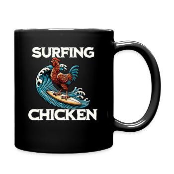 Surfing Chicken - Tasse einfarbig - Schwarz - Rechts