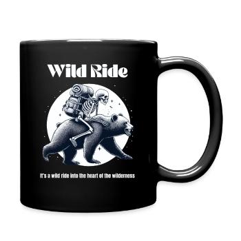 Camping Wilderness Bear Skeleton Hiking Nature Funny - Full Colour Mug - black - Right