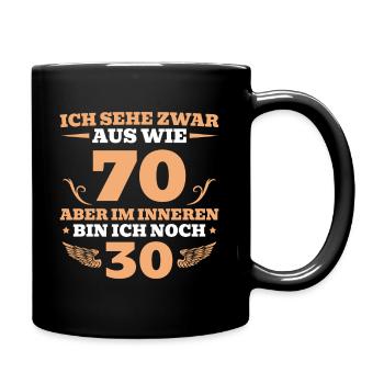 70. Geburtstag Geschenk Mann 70 Jahre - Tasse einfarbig - Schwarz - Rechts