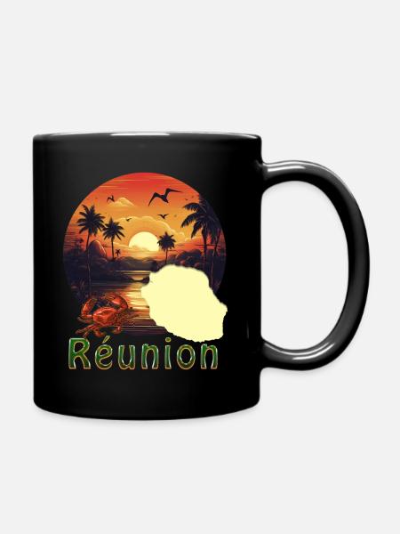 la Réunion soleil couchant Homme Femme Enfant - Mug uni - noir