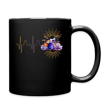 Schlagzeug Schlagzeuger Mann Frau Herzschlag - Tasse einfarbig - Schwarz - Rechts
