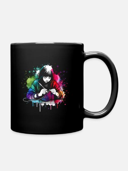 Mädchen, die gerne stricken - Tasse einfarbig - Schwarz