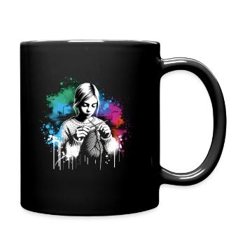 girl who love crocheting - Full Colour Mug - black - Right