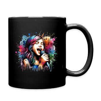 Girl Who Love Singing - Full Colour Mug - black - Right