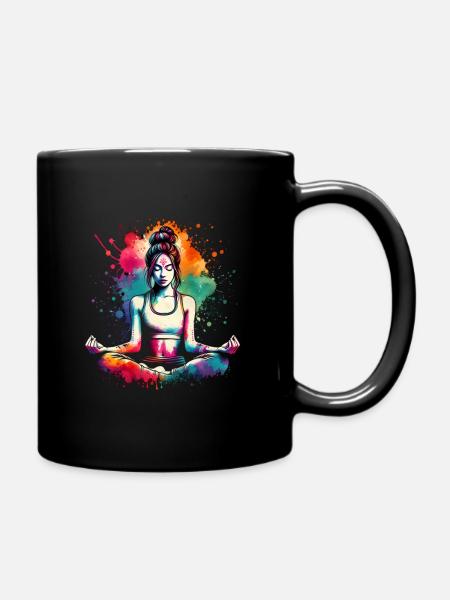 girl who love yoga - Full Colour Mug - black