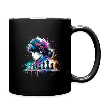 Mädchen, die Schach lieben - Tasse einfarbig - Schwarz - Rechts