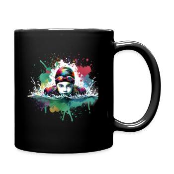 girl who love swimming - Full Colour Mug - black - Right
