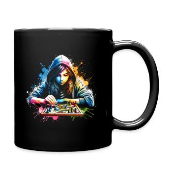 Mädchen, die Schach lieben - Tasse einfarbig - Schwarz - Rechts