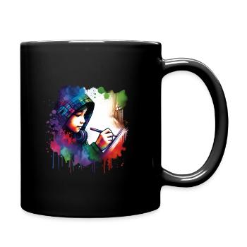 girl who love drawing - Full Colour Mug - black - Right