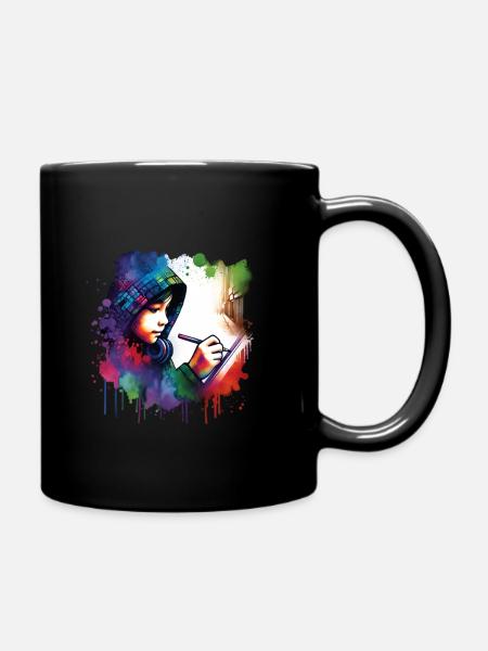 Mädchen, die gerne zeichnen - Tasse einfarbig - Schwarz