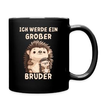 Ich werde ein großer Bruder Igel - Tasse einfarbig - Schwarz - Rechts