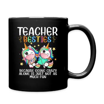 Teacher Besties Because Going Crazy - Full Colour Mug - black - Right
