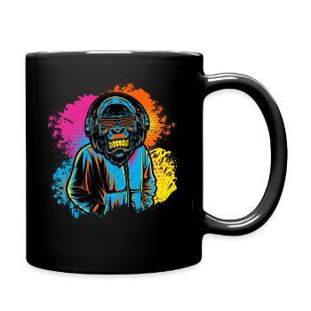 DJ Monkey Music Party Fun Sunglasses Dance Party M - Full Colour Mug - black - Right