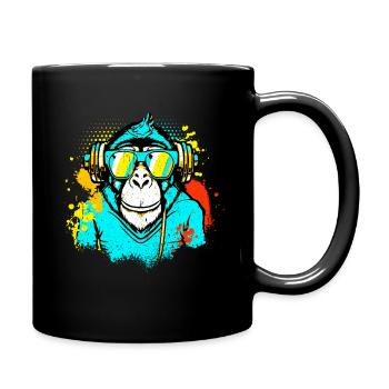 DJ Monkey Music Party Fun Sunglasses Monkey Headph - Tasse einfarbig - Schwarz - Rechts