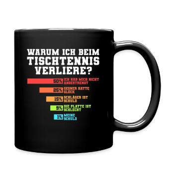 Tischtennis Humor Niederlage - Tasse einfarbig - Schwarz - Rechts