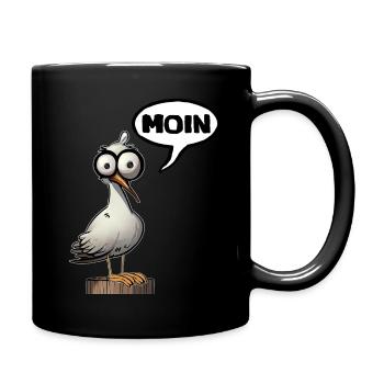 Möwe Moin Möwenköppe Norddeutschland Küste Nordsee - Tasse einfarbig - Schwarz - Rechts