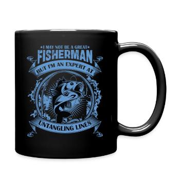 Ich bin vielleicht kein großartiger Fischer, aber ich bin ein Experte - Tasse einfarbig - Schwarz - Rechts