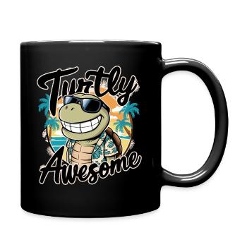 Funny Shield Greatest Saying Turtly Awesome - Full Colour Mug - black - Right
