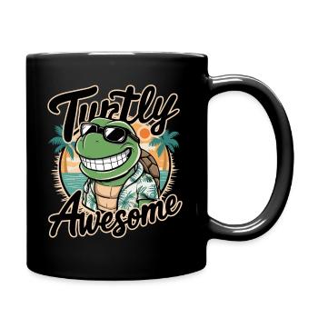 Funny Shield Greatest Saying Turtly Awesome - Full Colour Mug - black - Right