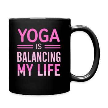 Yoga balanciert mein Leben - Tasse einfarbig - Schwarz - Rechts