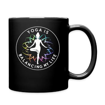 Yoga balanciert mein Leben - Tasse einfarbig - Schwarz - Rechts
