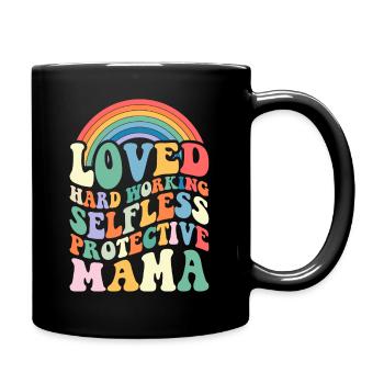Mama Muttertag geliebt, selbstlos, beschützerin - Tasse einfarbig - Schwarz - Rechts