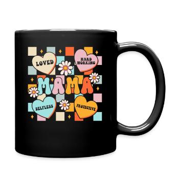Mama Muttertag geliebt, selbstlos, beschützerin - Tasse einfarbig - Schwarz - Rechts