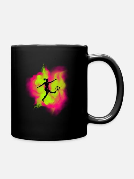 Coloré Femme Joueur De Football Fille Et Femmes Motif De Football - Mug uni - noir